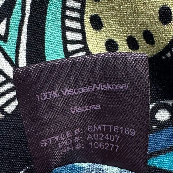 HALE BOB silky long sleeve blue paisley shift dress size M - Picture 8 of 9